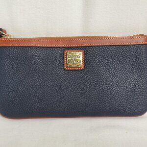 Dooney and Bourke Pebble Grain Slim Large Wristlet Navy Blue Missing Wrist Strap